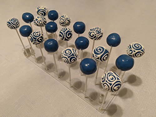 21 Hole Clear Acrylic Cake Pop Display Stand by FireHype | Great For Large Pops | Drying Cooling Decorating Cake Ball Holder | Cotton Candy Lollipop Dessert Sticks | Weddings, Baby Showers, Birthdays