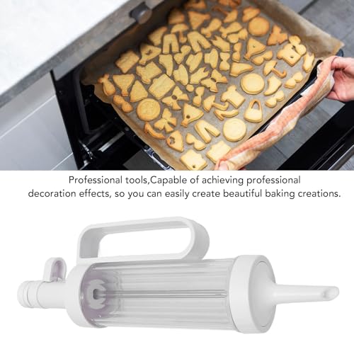 Cookie Press Maker Kit, Manual Multifunctional Biscuit Decorating Press with 12 Discs 5 Nozzles Easy Clean ABS Cookie Cake Decorating Tool for Home Baking Bakers 27cm 17pcs