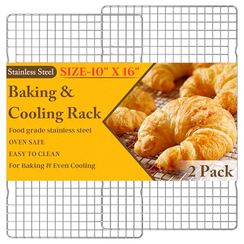 2 PCS Cooling Racks for Cooking and Baking, 10" x 16", Silver - color: Silver, size: 10‘’x16‘’-2PC