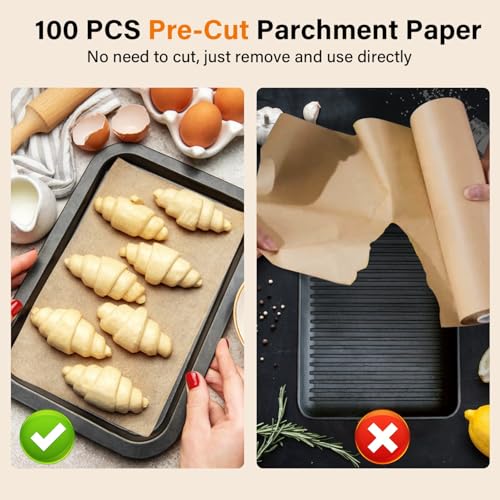 100PCS Parchment Paper Sheets, 9x13 Inches