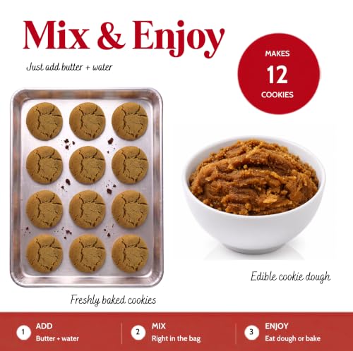 Baking Coach 2 Pack Mix & Eat or Bake Cookies - Edible Cookie Dough Mix Kit - color: 2 Pack Oatmeal Raisin Ginger