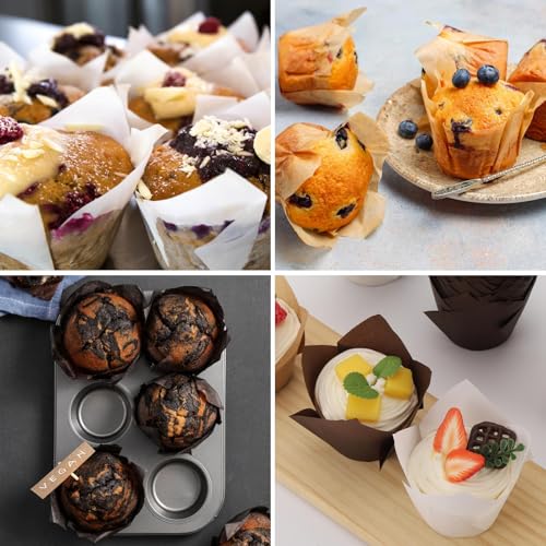 Tecbeauty 300pcs Cupcake Liners Muffin Liners Tulip Baking Cups Greaseproof Paper Wrapper for Party, Christmas (Multicolor) - color: Multicolor