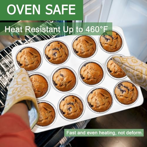 Herogo 12-Cup Stainless Steel Muffin Pan Tin for Baking - size: 12-Cup