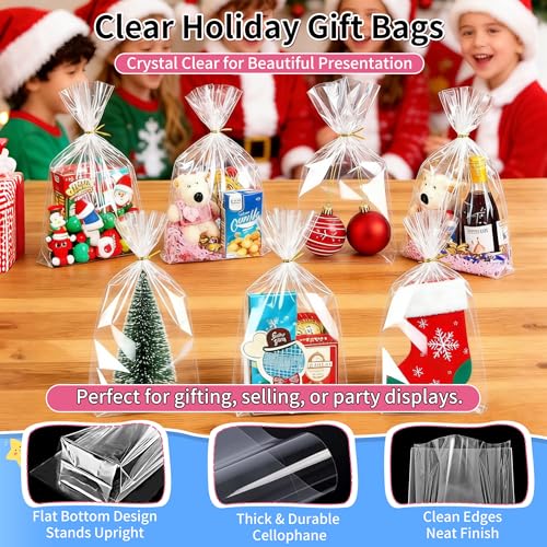 Large Clear Gift Bags 12x16 Inch, 100 Pack Plastic Gusseted Cellophane Bags - color: 12x16 Inch-100 Pcs