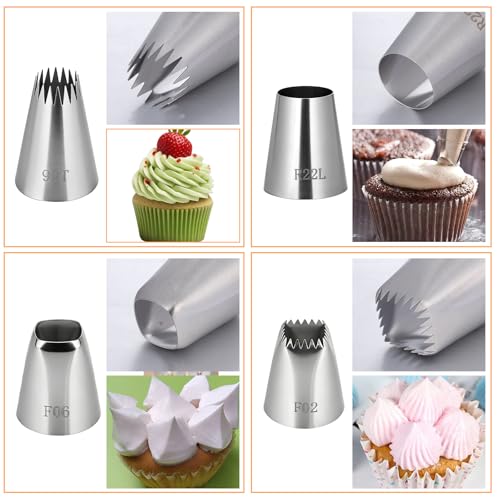 Styquenzer 5 PCS Large Piping Tips Set, Stainless Steel