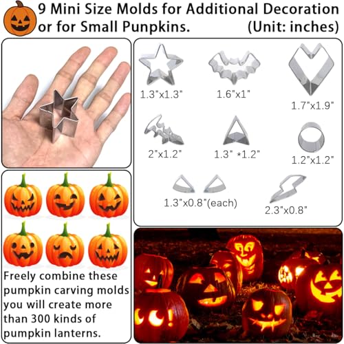 Pumpkin Carving Kit 22Pcs Stencils Tools Set Halloween Decoration - style: Pumpkin Carving Set