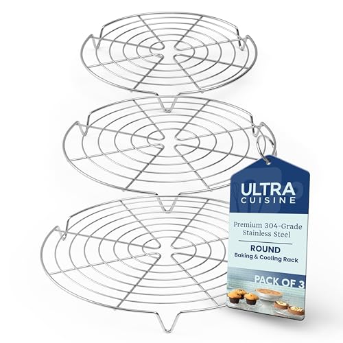 Ultra Cuisine 100% Stainless Steel Round Cooling Racks for Baking, Set of 3 - size: Round Rack 3-Pack