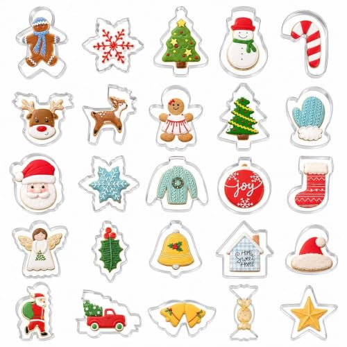 Christmas Cookie Cutters Set, 25 Stainless Steel Holiday Shapes - style: Style1
