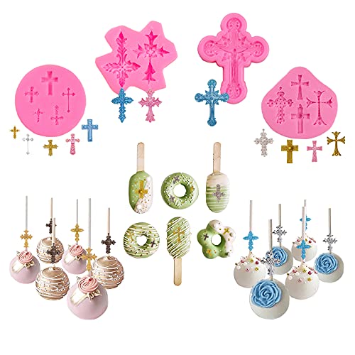 4 Pcs Small Cross Chocolate Mold Cake Candy Clay Baking Decor Supply Tool