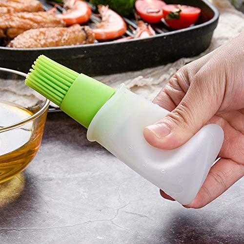 AKOAK 1 Pack Environmentally Friendly Silicone Flat-Bottomed Barbecue Oil Bottle Brush, Pastry Brush, Kitchen Baking and Barbecue Cooking Tools (Green) - color: Green