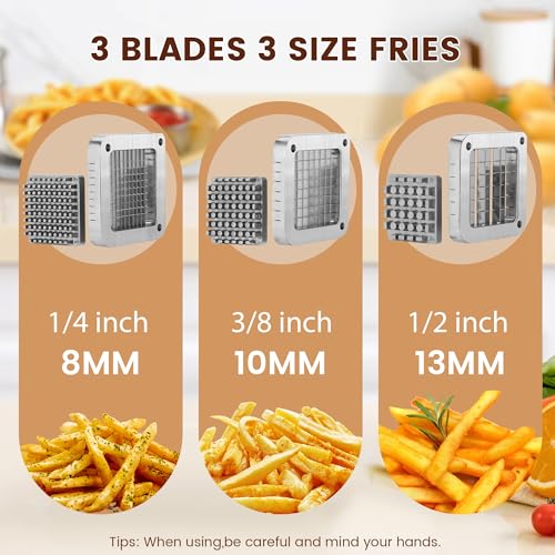 BIEAMA Commercial French Fry Cutter with 1/4", 3/8", 1/2" Blades - size: 1/4" & 3/8" & 1/2" Blade (Large Machine)