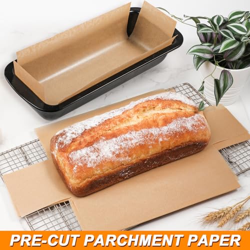 Webake Unbleached Parchment Paper Large Loaf Pan Liners for 13" x 5" Long Baking Bread, Original Precut, Non Toxic 100 Pcs - color: Brown 13x5