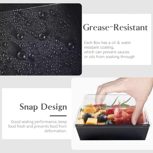 ZORRITA 50 Pack 5 Inch Paper Charcuterie Boxes with Clear Lids, Black - color: Black