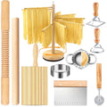 10 Pcs Pasta Making Tools, Pasta Making Kit with Pasta Drying Rack,2 Rolling Pins,Gnocchi Board,Pasta Cutting Tools,2 Ravioli Makers,Making Dumplings.All-in-One Pasta Making Accessories for Home - color: pasta rack 10 piece