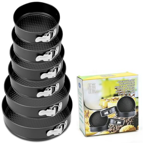 Springform Cake Pan, Cake Pan with 6 Different Size (7,8,9,9.5,10.2,11inch), Cake Molds for Baking with Removable Bottom, Non-Stick Bakeware for Effortless Baking and Easy Release