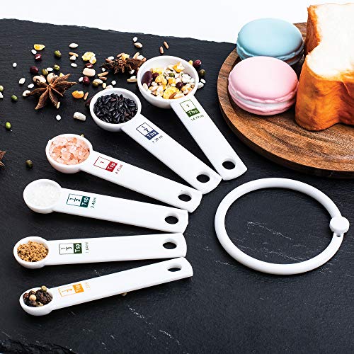 Fox Run 6-Piece Plastic Measuring Spoon Set White, 1.6 x 9 x 3 inches - color: White, size: 1.6 x 9 x 3 inches