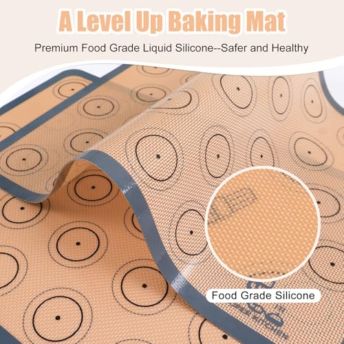 Silicone Baking Mat Macaron Set of 3-2 Half Sheet Liners 1 Quarter Sheet - color: Gray, size: 16.5x11.6