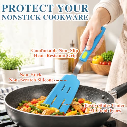 5-Pack Silicone Spatula Set Turner Spatulas (Light blue) - color: Light Blue