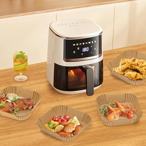 200Pcs Air Fryer Paper Liners, 6.3 Inch Square Disposable Air Fryer Liner, Non-stick Parchment Paper for Frying Baking Roasting Microwave Oven - size: 6.3"Square