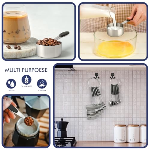 HOTEC 10-Pack Measuring Cups &Spoons Set, Black - color: Black