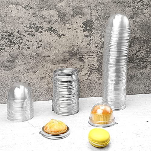 Patelai 150 Pcs Mini Cupcake Containers Clear Plastic Dome Boxes, Silver - color: Silver