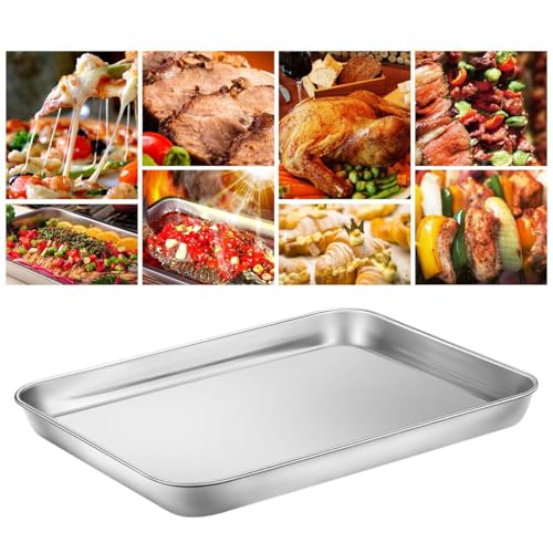 Baking Sheet Set of 4, Stainless Steel Cookie Sheet Pan for Baking Roasting - size: 10.23 x 8.26 x 1 inch