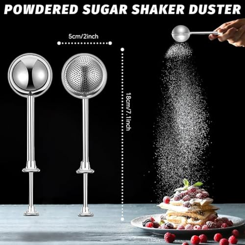 Powdered Sugar Shaker Duster Stainless Steel Dusting Wand Flour Sifter for Baking Flour Spices Baking Tools