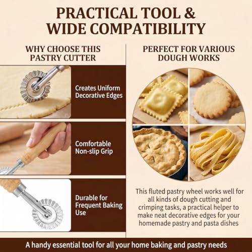 Pastry Wheel Cutter with Wooden Handle
