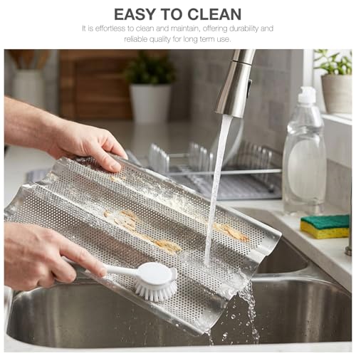 Gavigain French Bread Baking Pan Non-Stick Perforated 3 Loaves Long Italian Bread Pan Mold Baking Tray for French & Italian Perforated
