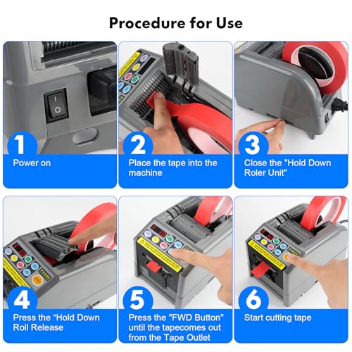 Ribbon Cutting Machine, Semi-Automatic Tape Dispenser, 6-60mm Width, 5-999mm Length, Ideal for Shipping, Schools, Restaurants, Business & Home