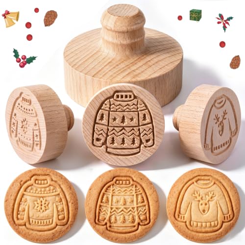 3 Set Ugly Sweater Cookie Stamps, 2.5" Springerle Molds - style: Ugly Sweater