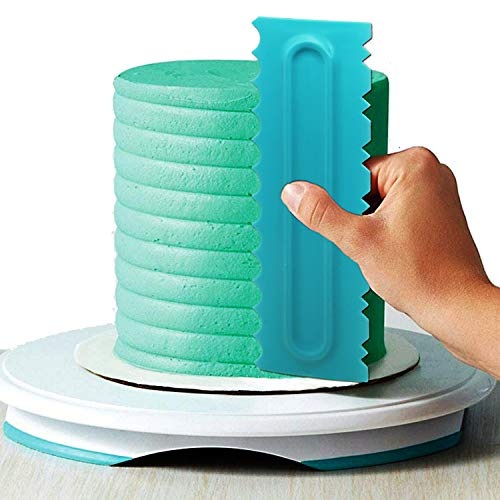 Cake Scraper Polisher Set of 6 Pack Decorating Comb and Icing Smoother Mousse Butter Cream Cake Edge Tools, Plastic Sawtooth 12 Design Textures-Blue - color: 6 Blue