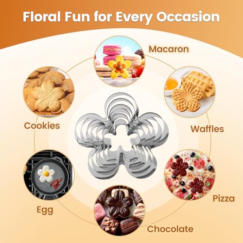 6 Sizes Flower Cookie Cutter Set, Food-Grade Baking Tool