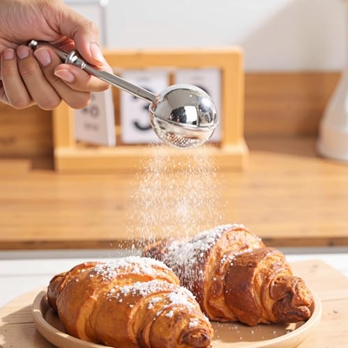 Flour Duster 304 Stainless Steel Half-Mesh Sifter Spoon