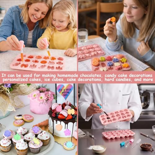 Flower Candy Molds Silicone 2PCS Daisy Rose Tulip Baking Set