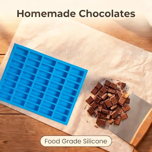 2-Pack Narrow Rectangle Silicone Candy Molds - 80 Cavity Caramel Chocolate Bar Mold for Truffles, Ganache, Brownie, Praline, Jelly & Ice Cubes - color: 80 Cavity Rectangle Candy Molds