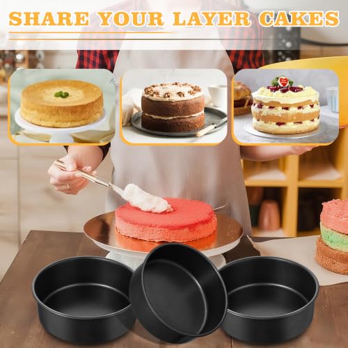 E-far 7 Inch Cake Pan, 3PCS Nonstick Stainless Steel Baking Cake Pans Tins - size: 7 Inches