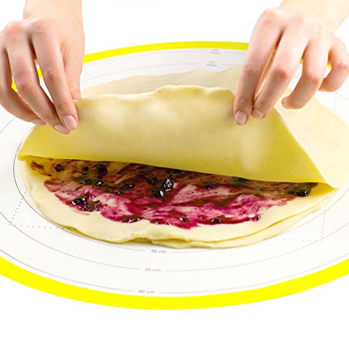 Round Silicone Pastry Mat, 17.75-Inch Diameter, Dough Rolling Mat with Inch and Centimeter Measurement Guides - size: 17.75 in Diameter