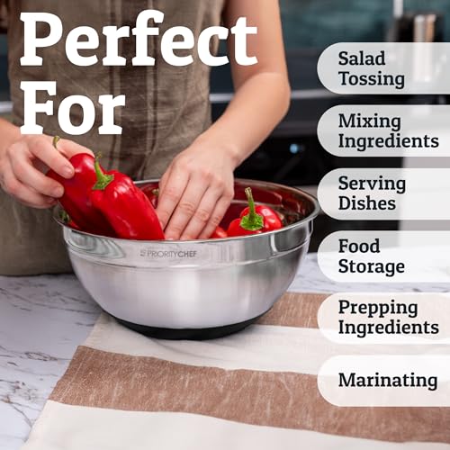 6pc Stainless Steel Mixing Bowls with Lids Set, 7 Qt, Black - color: Black