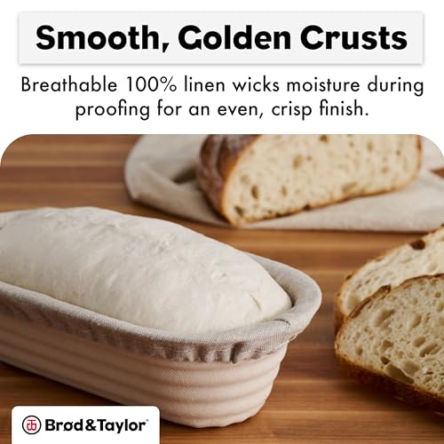 Brod & Taylor Batard Banneton Liner for Sourdough & Artisan Bread Baking – Proofing Liner Made From 100% Natural Linen (1-Pack) - size: Batard