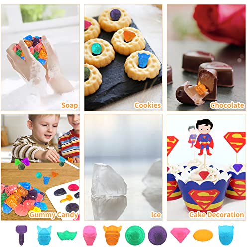 2Pcs Gummy Candy Molds Silicone, Chocolate Molds Hero with 48 Mini Cavities