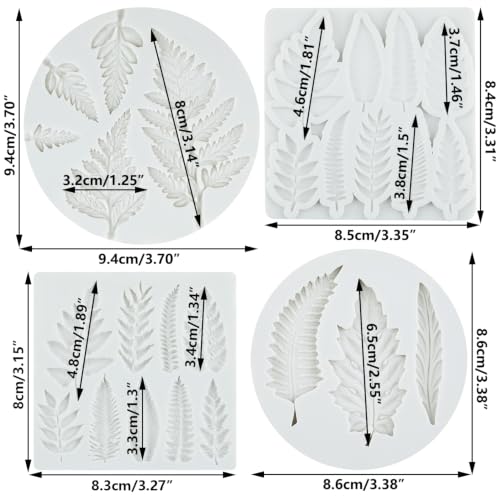Tropical Leaf Silicone Molds Fern Leaf Fondant Mold Set Of 4 - color: Style I