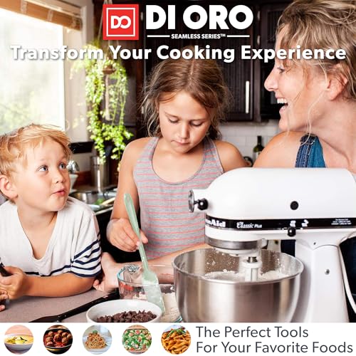 DI ORO Silicone Cooking Spoons - Solid & Slotted Set, 2-Pc Sage - color: Sage