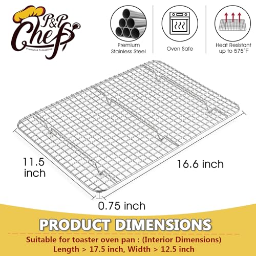 P&P CHEF 16.6 Inch Stainless Steel Cooling Baking Rack Set of 2 - size: 16.6 Inch
