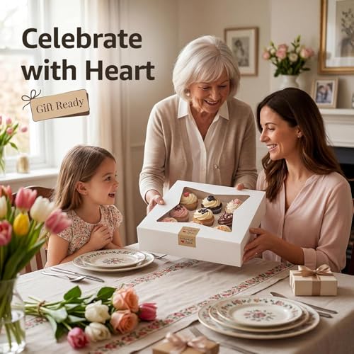 24 Pack Pie Boxes, 10x10x2.5 Inches Bakery Boxes with Window - size: 10x10x2.5