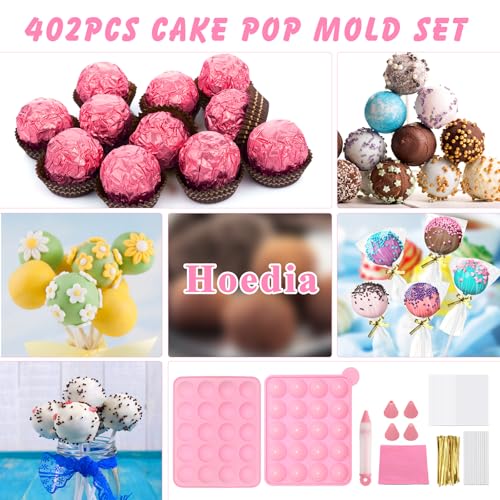 402Pcs Cake Pop Mold Kit with Stick, 20 Cavity Silicone Cake Pop Maker