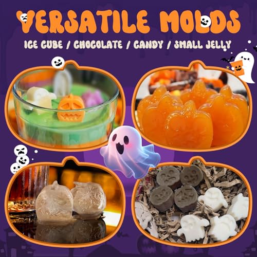Pumpkin & Ghost Candy Silicone Molds for Halloween Small Chocolate, Wax Melts, Cake Decoration 15 Cavity Food Grade Bpa Free for Kids, Oven Safe DIY Homemade Mould Treat or Trick -2 PCS - style: Pumpkin & Ghost 2PCS