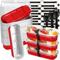 Mini Loaf Pans with Lids and Spoons (100 Pack, Red, 6.8oz) Rectangular Aluminum Foil Baking Pans - color: Red