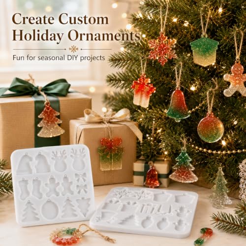 3 Pcs Christmas Resin Molds Silicone Ornament DIY Crafting Set - color: White