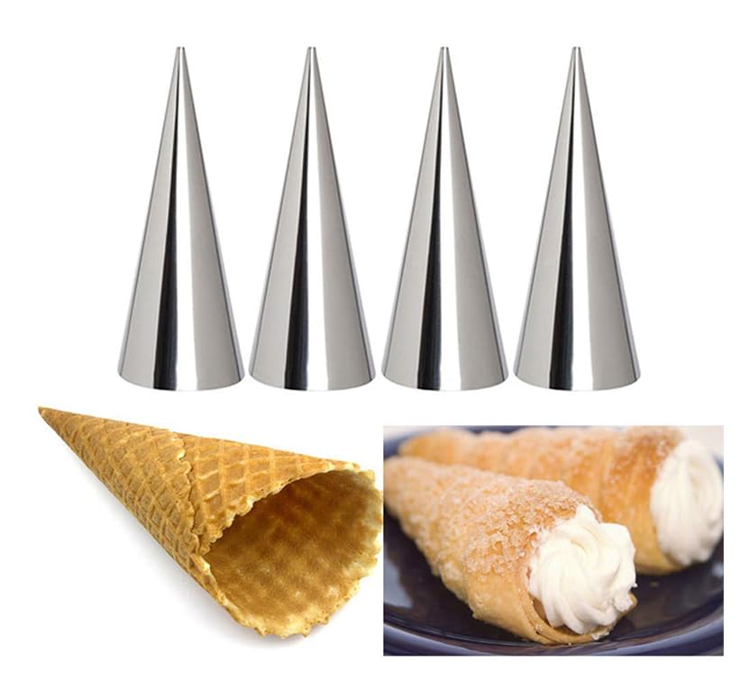 12pcs Cream Horn Molds, Stainless Steel Baking Cones, Non-stick Baking Molds for Danish Pastry Lady Lock Form, Ice Cream Mold, Cream Roll, Croissant(Cone) - size: 12pcs Cone